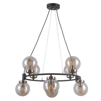 Netlighting Galvez Industrial Retro 8 Light Globe Pendant Ceiling Light E14 in Black