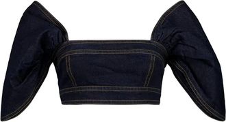 Zimmermann Rebellion denim top met pofmouwen - Blauw