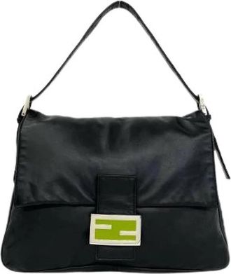 Fendi Pre-owned Mamma Baguette Lederen Schoudertas - Dames - Vintage Schoudertas - Zwart - ONE Size - Leer - Vintage