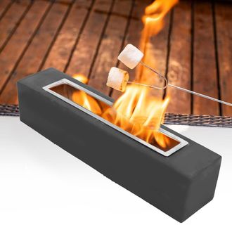 Infinite Innovadora Parrilla De Mesa Rectangular Y Port&aacute;til, Modelo Tipo Brasero De Mesa, Fabricado En Cemento Y Acero Inoxidable, De 45 X 10 X 10 Cm, Para Cal