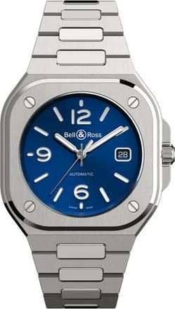 Bell & Ross Uomo - Br 05A-Blu-St/Sst - Br 05 Blauwe kast 40 mm staal met stalen armband - Heren - Horloges - Grijs - ONE Size - Accessoires