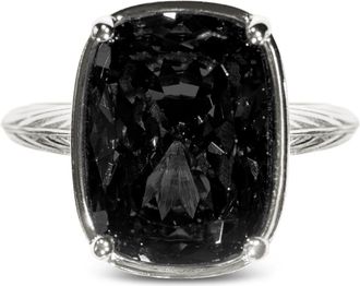 Sterling Forever Sterling Silver Elongated Cushion Black CZ Cocktail Ring