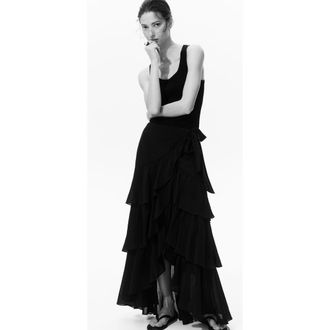 H&M Tiered Wrap Skirt in Black at Nordstrom, Size X-Small