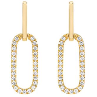 Pompeii3 1/2Ct Diamond Paper Clip Drop Earrings Yellow Gold Womens 1 Tall