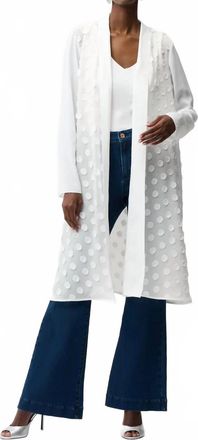 Joseph Ribkoff Womens 3D Polka Dots Open Front Long Cardigan In Vanilla