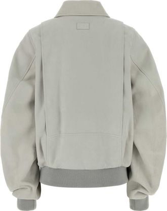 Loewe Womens Bomber Jacket Gray Ovine Leather