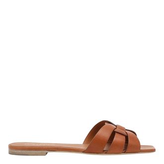 Saint Laurent Sliders, female, Brown, Size: 8 1/2 US Flat Slide Sandals