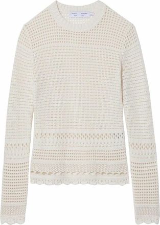 Proenza Schouler Witte Pointelle Casual Zijde Katoenen Blouse - Dames - Ronde hals truien - Wit - XS - Katoen - Truien & Vesten