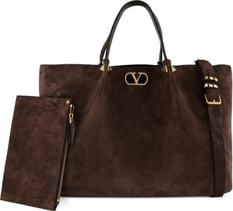 Valentino Garavani Large Shopping Bag In Soft Suede