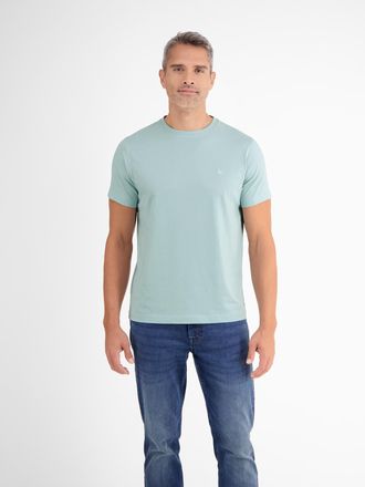 Lerros T-Shirt LERROS Basic T-Shirt mit Logostitch, unifarben, Herren, Gr. XXL, blau (cloud blau), 100% Baumwolle, Rundhals, Shirts T-Shirt
