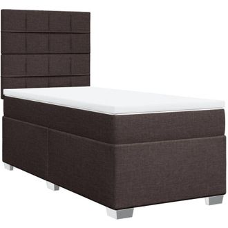 vidaXL Vidaxl - Cama Box Spring Con Colch&oacute;n Tela Marr&oacute;n Oscuro 100x200 Cm