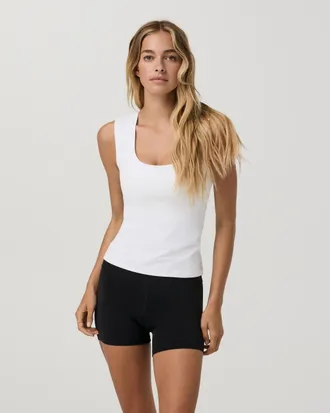 Vuori Clothing Halo Essential Scoop Tank Top Long | White | XS, Size Extra Small