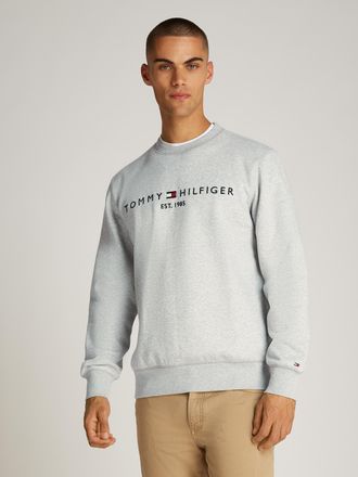 Tommy Hilfiger TOMMY LOGO SWEATSHIRT mit Rundhals und Stickerei, unifarben, casual, regular fit, Baumwollmix, Rundhals