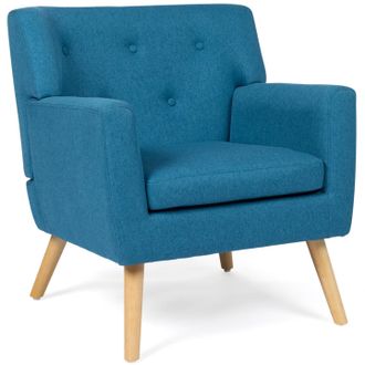 IDMarket Poltrona Scandinava In Tessuto Blu Anatra Liv