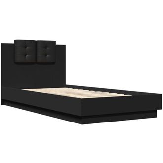 vidaXL Vidaxl - Estructura Cama Con Cabecero Madera Ingenier&iacute;a Negra 75x190 Cm