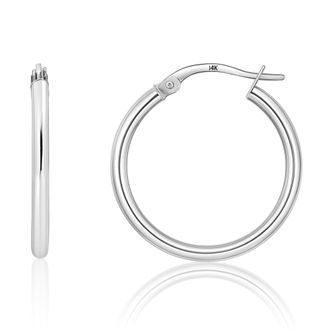 MAX + STONE Solid 10k or 14k Gold 2mm Thick Tube Hoop Earrings 12MM to 50MM