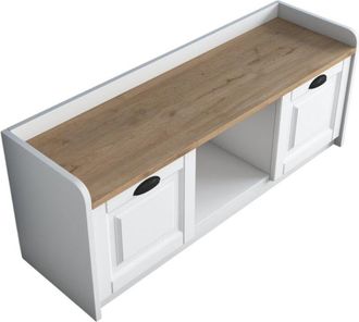 Dmora Scarpiera Egay, Mobile Portascarpe 6 Paia, 2 Ripiani, 2 Ante, 120x40x45h cm Bianco