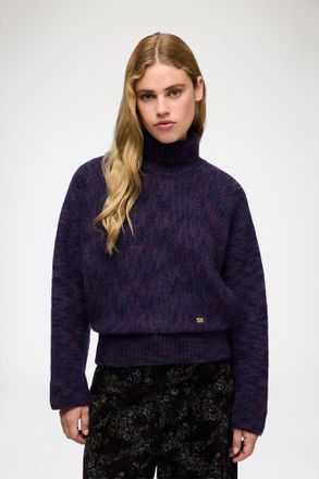 Ganni Bright Violet Turtleneck in Brushed Mohair - Size XXS Wool