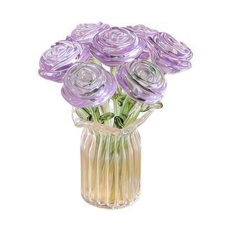 OEM Figura De Rosa De Cristal Con Jarr&oacute;n Y Ramo De Flores - 1