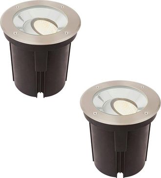Loops 2 PACK Stainless Steel IP67 Ground Light - 16.5W Warm White Tilting Head LED
