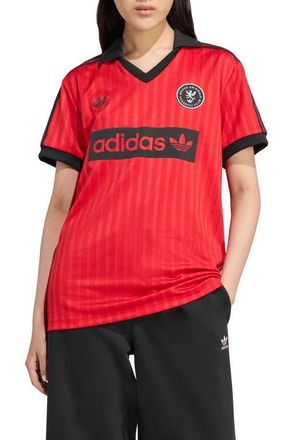 adidas Logo Graphic Soccer Jersey in Better Scarlet at Nordstrom, Size X-Large
