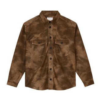 Isabel Marant Kadrian Faux Leather Shirt - Heren - Casual Overhemden - Bruin - S - Leer - Overhemden