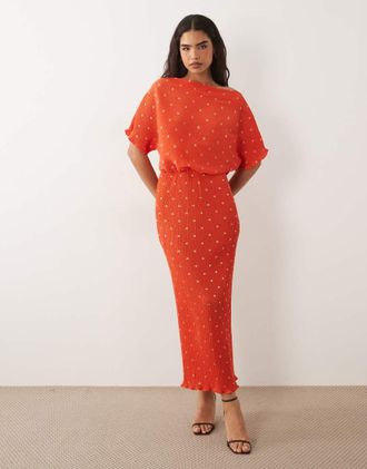 Never Fully Dressed Tilly - Vestito lungo pliss&eacute; rossocon spalle scoperte