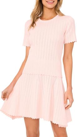 Ted Baker Rib Short Sleeve Sweater in Pale Pink at Nordstrom, Size Small