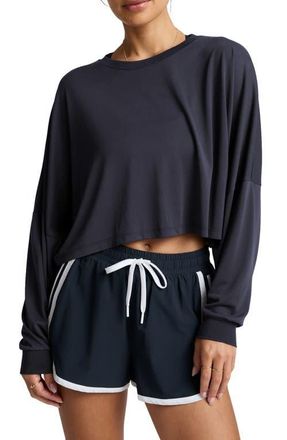 Beyond Yoga Studio Knit Long Sleeve T-Shirt in Nocturnal Navy at Nordstrom, Size X-Small