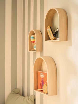 Vertbaudet 3er-Set Kinderzimmer Wandregale, Regenbogen salbeigr&uuml;n