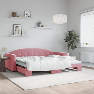 vidaXL Sof&aacute; Cama Nido Terciopelo Rosa 90x200 Cm Vidaxl