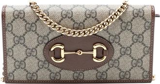 Gucci 2016-2025 GG Supreme Horsebit 1955 Wallet On Chain crossbodytas - Bruin