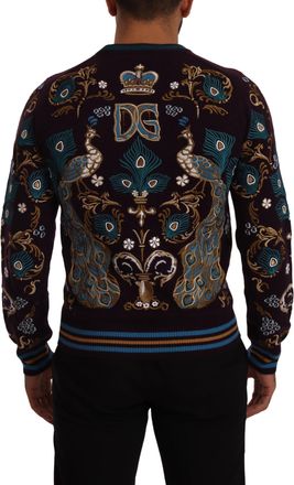 Dolce & Gabbana Mens Bordeaux Cashmere Dg Crown Embroidered Sweater Clothing