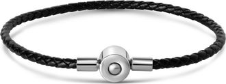 Bruno Magli Mens Slim Leather Bracelet, Silver