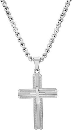 HMY Jewelry Mens Stainless Steel Cross Pendant Necklace in Silver at Nordstrom Rack