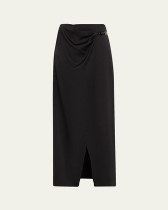 L'agence Emmarie Satin Buckle Maxi Skirt