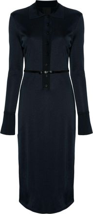 Givenchy belted polo-collar midi dress - women - Viscose/Elastane/Polyamide - S - Blue