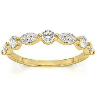 Pompeii3 1Ct Marquise & Round Diamond Wedding Ring in White, Yellow, or Rose Gold