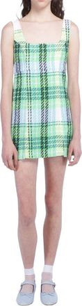 Anna Sui Capri Plaid Mini Dress in Lime Multi at Nordstrom, Size 0