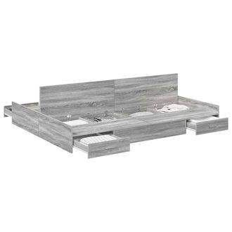 Berkfield Home Storage Bed Frame Grey sonoma 135 x 190 cm Wood composite