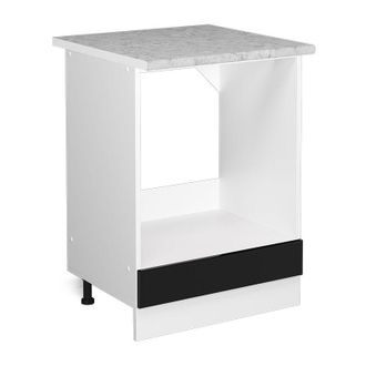 Vicco Mueble Bajo Universal R-line, Negro Brillo Intenso, 60 Cm Con Nicho Grande, Con Encimera Vicco