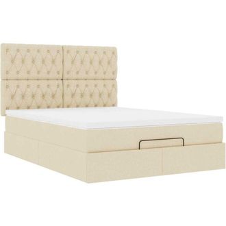 vidaXL Estructura De Cama Otomana Con Colch&oacute;n Tela Crema 140x190cm Vidaxl