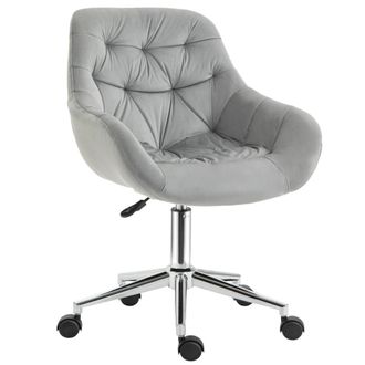 Vinsetto Velvet Home Office Chair Desk Chair with Adjustable Height - Grey | TJ Hughes