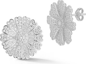 Glaze Jewelry Sterling Silver Pave Flower Studs