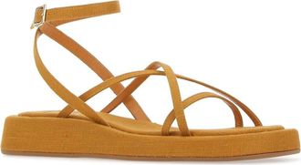 Gia Couture Womens Mustard Fabric Rosie 16 Sandals 4700 Sandali