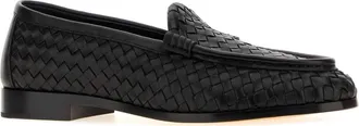 Bottega Veneta Mens Black Leather Silenzio Loafers Mocassini