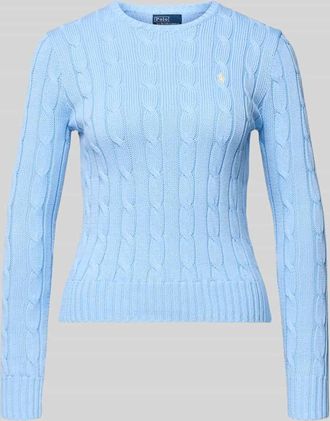 Polo Ralph Lauren Regular Fit Strickpullover aus reiner Baumwolle Modell JULIANNA-LONG in Hellblau, Gr&ouml;&szlig;e XXL