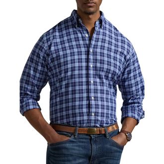Polo Ralph Lauren Multi Plaid Performance Oxford Sport Shirt in Blue Multi at Nordstrom, Size 4X Big