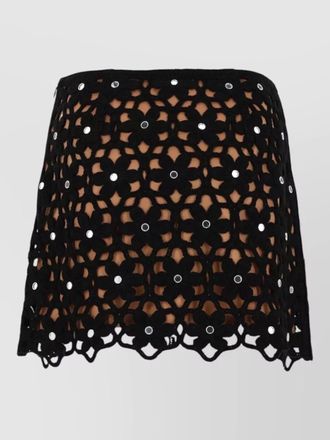 Michael Kors crochet skirt floral motif high waist mini