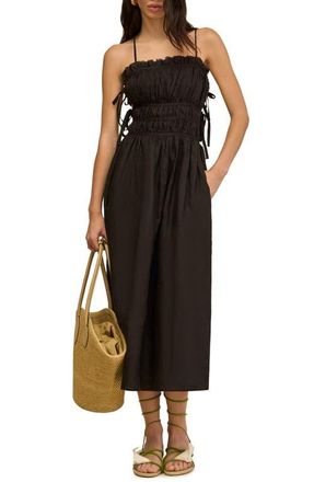 Cult Gaia Lola Ruched Stretch Linen Blend Sundress in Black at Nordstrom, Size X-Small